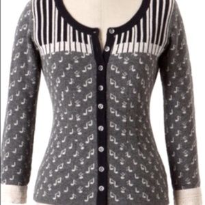Anthropologie Field & Flower Piano Keys Cardigan Sweater Sz xs